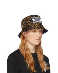 Burberry Black And Tan Leopard Print Bucket Hat