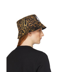 Burberry Black And Tan Leopard Print Bucket Hat