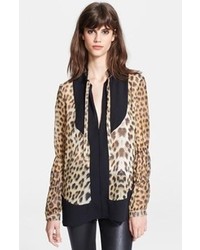 Just Cavalli Leopard Print Silk Blouse