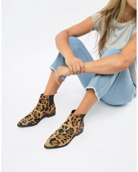 ASOS DESIGN Atom Leather Chelsea Boots In Leopard Print