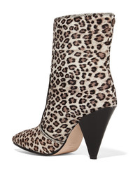 Stuart Weitzman Atomic West Leopard Print Calf Hair Ankle Boots