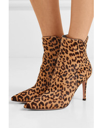 Gianvito Rossi Levy 85 Leopard Print Calf Hair Ankle Boots