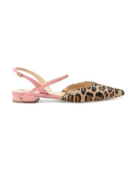 Tan Leopard Calf Hair Ballerina Shoes
