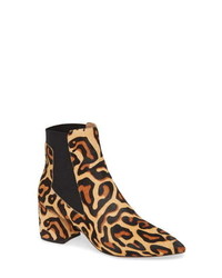 Tan Leopard Calf Hair Chelsea Boots