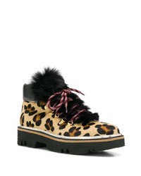 Pollini Leopard Faux Fur Detail Boots