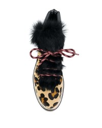 Pollini Leopard Faux Fur Detail Boots