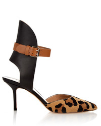 Francesco Russo Point Toe Leather And Calf Hair Pumps