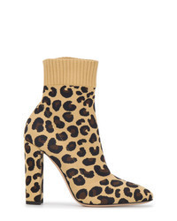 Tan Leopard Canvas Ankle Boots