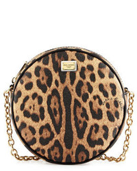 Dolce & Gabbana Glam Leopard Print Round Crossbody Bag