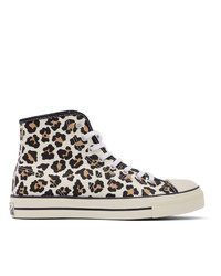 Tan Leopard Canvas High Top Sneakers