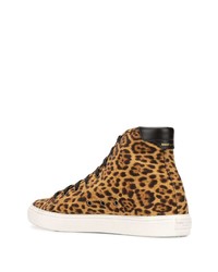 Saint Laurent Malibu Leopard Print High Top Sneakers