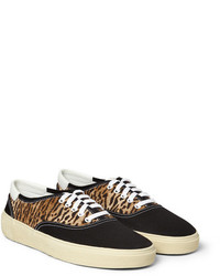 Saint Laurent Leather Trimmed Printed Canvas Sneakers