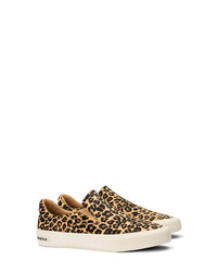Tan Leopard Canvas Slip-on Sneakers
