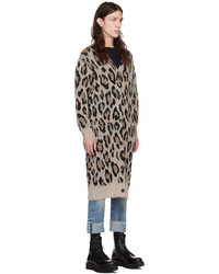 R13 Beige Tan Long Leopard Cardigan