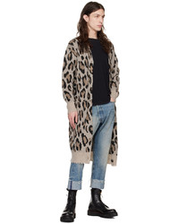 R13 Beige Tan Long Leopard Cardigan