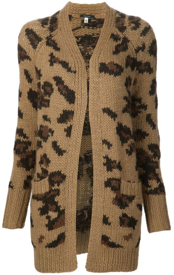 R 13 R13 Long Leopard Pattern Cardigan 1 460 farfetch