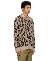 R13 Beige Brown Leopard Sweater