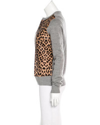 A.L.C. Leopard Print Paneled Sweater