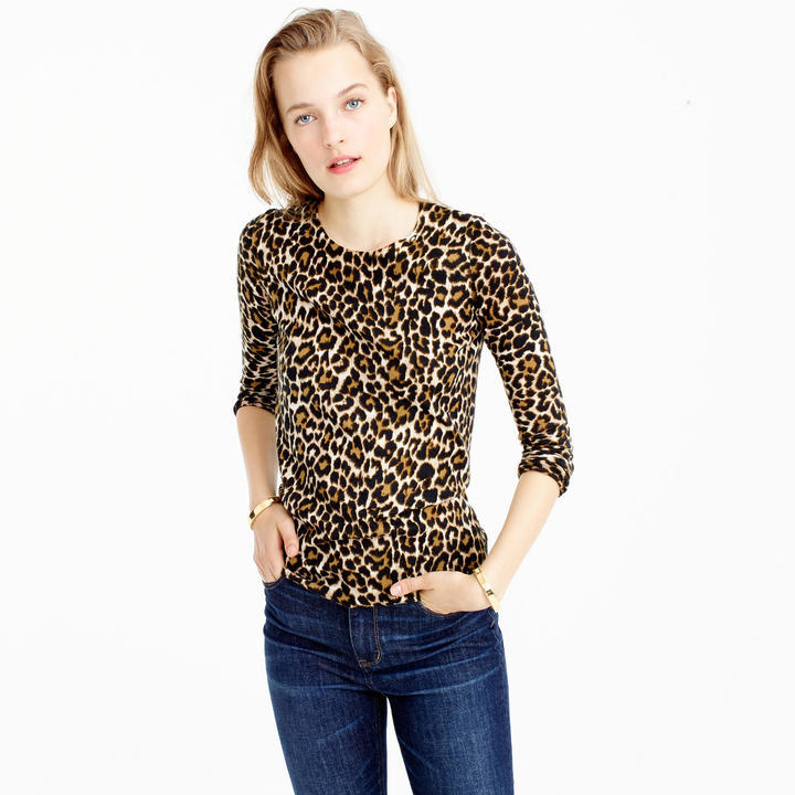 J crew hot sale leopard sweatshirt