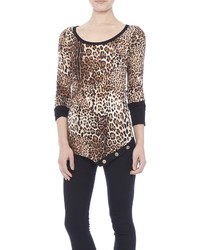 Van Divas Leopard Button Sweater