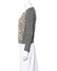 Sandro Wool Blend Leopard Print Sweater