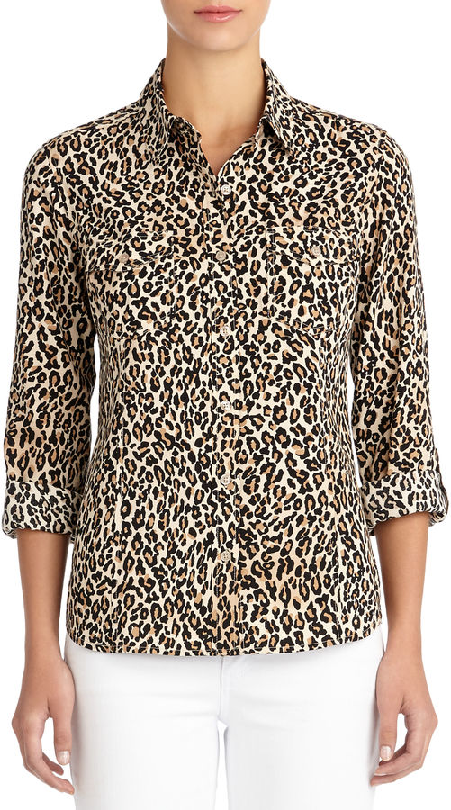 Jones New York Leopard Print Shirt With Roll Sleeves | Where to buy ...