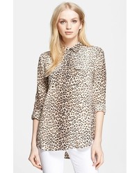 Equipment Slim Signature Leopard Print Silk Shirt