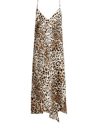 Raey Ry Asymmetric Hem Leopard Print Twill Slip Dress