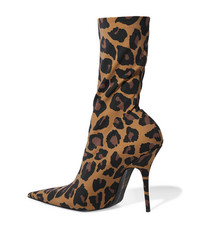 Balenciaga Knife Leopard Print Spandex Sock Boots