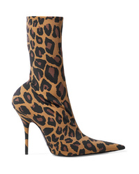 Balenciaga Knife Leopard Print Spandex Sock Boots