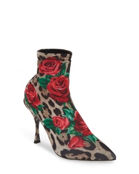 Dolce & Gabbana Rose Leopard Sock Bootie