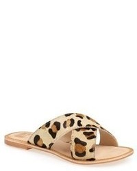 Tan Leopard Flat Sandals