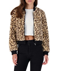 BB Dakota Meow Factor Leopard Print Faux Fur Bomber Jacket