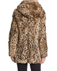 Adrienne Landau Rabbit Fur Hooded Coat