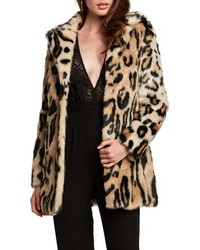Bardot Animal Leopard Faux Fur Coat
