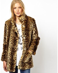 Asos Longline Animal Faux Fur Coat
