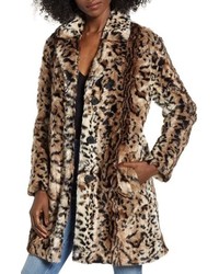 BB Dakota Bradshaw Leopard Spot Faux Fur Coat