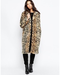 Brave Soul Faux Fur Leopard Coat