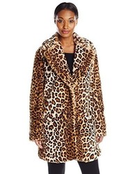 Calvin Klein Faux Fur Leopard Coat