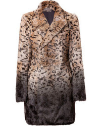 Each Other Leopard Print Rabbit Fur Coat