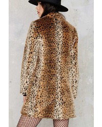 Factory Spot Off Guard Faux Fur Leopard Coat