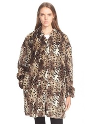 Rebecca Taylor Faux Fur Leopard Print Coat