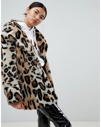 NA-KD Faux Fur Leopard Print Short Jacket