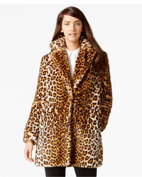 Calvin Klein Leopard Print Faux Fur Coat, $450 | Macy's | Lookastic