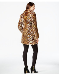 Calvin Klein Leopard Print Faux Fur Coat