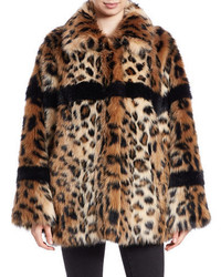 Essentiel Leopard Print Faux Fur Coat