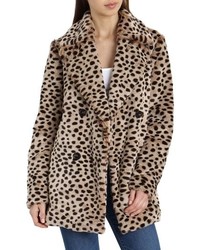 Avec Les Filles Leopard Print Faux Fur Coat