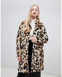 Vero Moda Leopard Print Faux Fur Coat