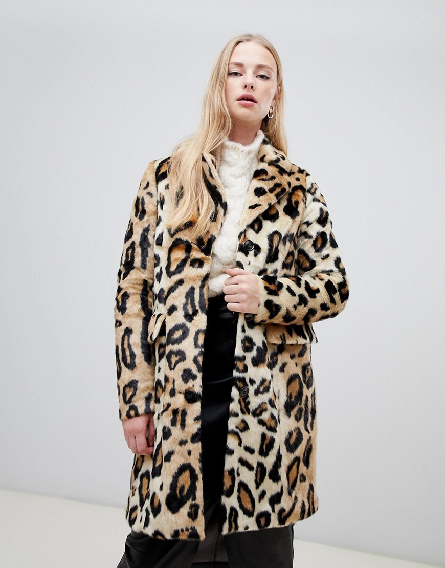Moda Leopard Print Faux Fur Coat, $50 | Asos | Lookastic