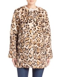 Adrienne Landau Leopard Print Rabbit Fur Coat